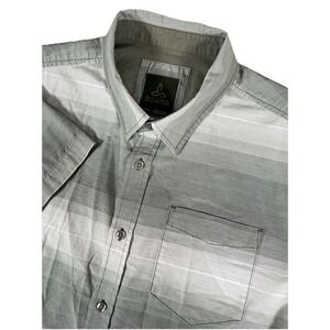 prAna Tamrack Organic Cotton Striped‎ Short Sleeve Button Up Shirt Men's Sz L